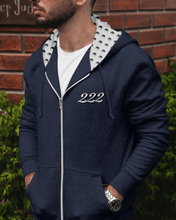 Load image into Gallery viewer, 222 / Navy Blue Unisex Angel Number Hoodie from Angel Numbers Merch Official, representing balance & trust in the universe.