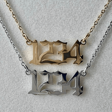 Load image into Gallery viewer, Silver & Gold 1234 Angel Number Necklace from Angel Numbers Merch Official, representing progress & spiritual guidance.