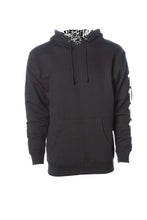 Load image into Gallery viewer, 1111 Black Angel Number Hoodie from Angel Numbers Merch Official, representing synchronicity & spiritual alignment. Front View hood down