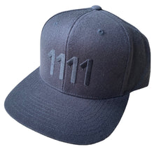 Load image into Gallery viewer, 1111 Angel Number Hat Black/Black embroidery from Angel Numbers Merch Official, representing synchronicity & manifestation.