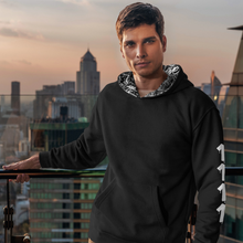 Load image into Gallery viewer, 1111  Black Angel Number Hoodie from Angel Numbers Merch Official, representing synchronicity &amp; spiritual alignment.
