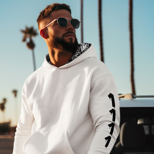 1111  White Angel Number Hoodie from Angel Numbers Merch Official, representing synchronicity & spiritual alignment.
