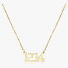 Load image into Gallery viewer,  Gold 1234 Angel Number Necklace from Angel Numbers Merch Official, representing progress &amp; spiritual guidance.
