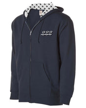 Load image into Gallery viewer, 222 / Navy Blue Unisex Angel Number Hoodie from Angel Numbers Merch Official, representing balance &amp; trust in the universe.
