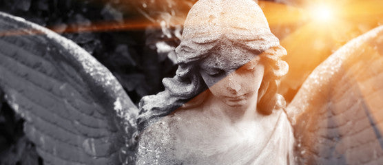 A tragic sad american angel and rays of sun and hope. Black and white concept. By anko_ter 