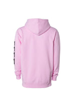Load image into Gallery viewer, LIGHT PINK HOODIE/BLACK 1111 Angel Number Hoodie from Angel Numbers Merch Official, representing synchronicity &amp; spiritual alignment. Back View
