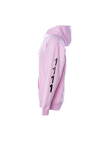 Load image into Gallery viewer, LIGHT PINK HOODIE/BLACK 1111 Angel Number Hoodie from Angel Numbers Merch Official, representing synchronicity &amp; spiritual alignment.Side View
