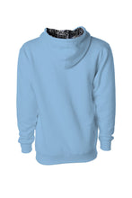 Load image into Gallery viewer, BLUE AQUA HOODIE/111 IN BLACK Angel Number design from Angel Numbers Merch Official, symbolizing new beginnings &amp; manifestation.
