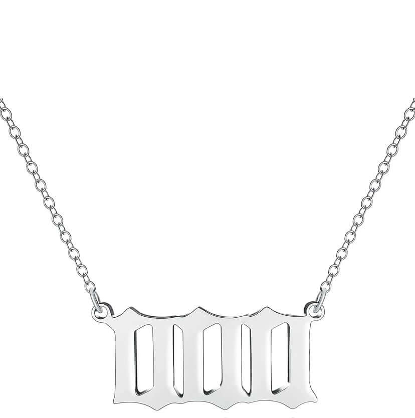 Silver 000 Angel Number Necklace from Angel Numbers Merch Official, symbolizing infinite potential and fresh starts.