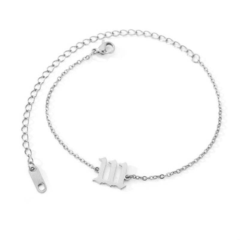  Silver 111 Angel Number Ankle Bracelet from Angel Numbers Merch Official, representing spiritual alignment & manifestation.