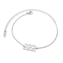 Load image into Gallery viewer,  Silver 222 Angel Number Ankle Bracelet from Angel Numbers Merch Official, representing balance, trust, and inner peace.

