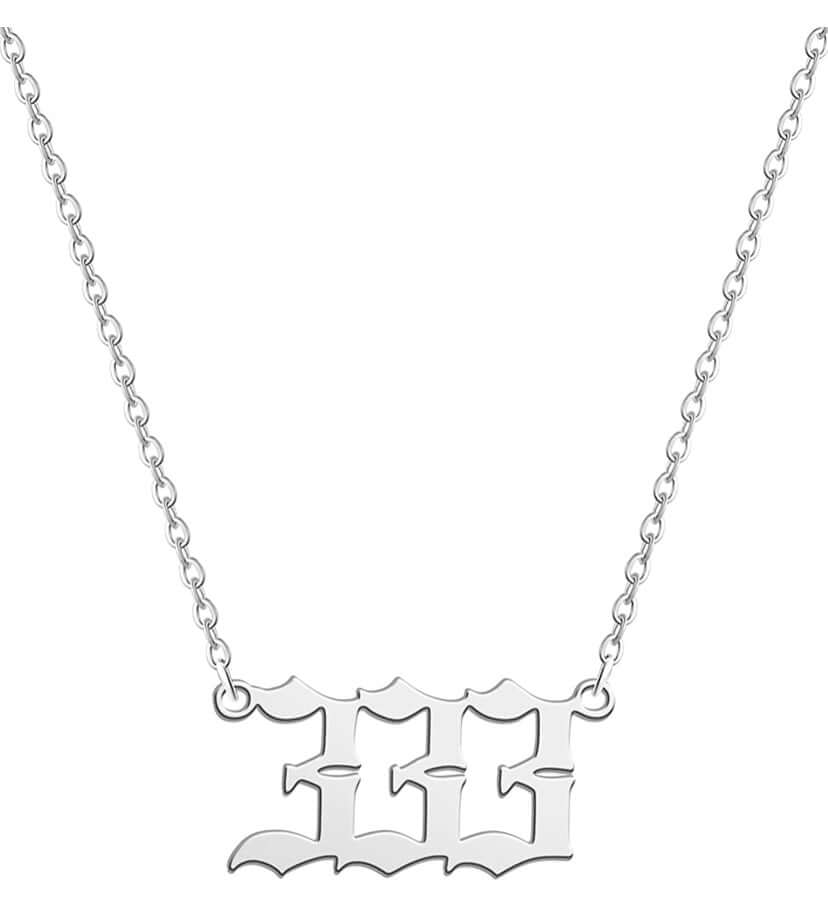  Silver 333 Angel Number Necklace from Angel Numbers Merch Official, symbolizing creativity, inspiration, and divine guidance.
