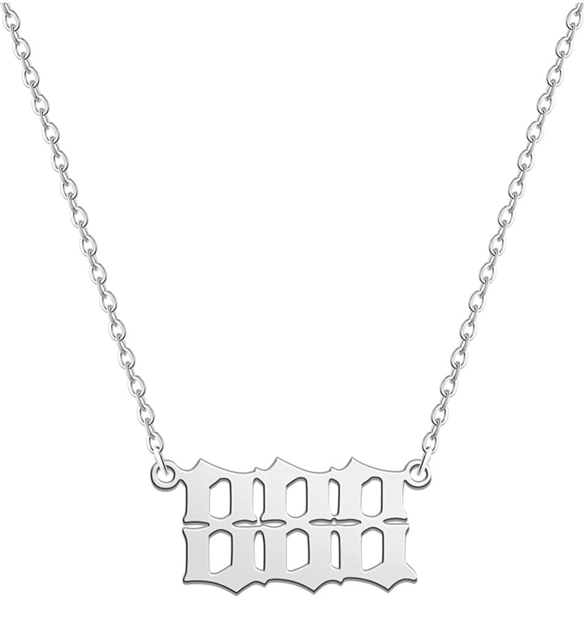  Silver 888 Angel Number Necklace from Angel Numbers Merch Official, symbolizing abundance, financial success, and infinite energy.