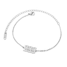 Load image into Gallery viewer,  Silver 999 Angel Number Ankle Bracelet from Angel Numbers Merch Official, representing closure, transition, and spiritual growth.
