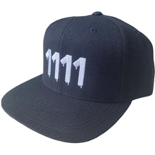 Load image into Gallery viewer,  1111 Angel Number Hat  Black/White Embroidery from Angel Numbers Merch Official, representing synchronicity &amp; manifestation.
